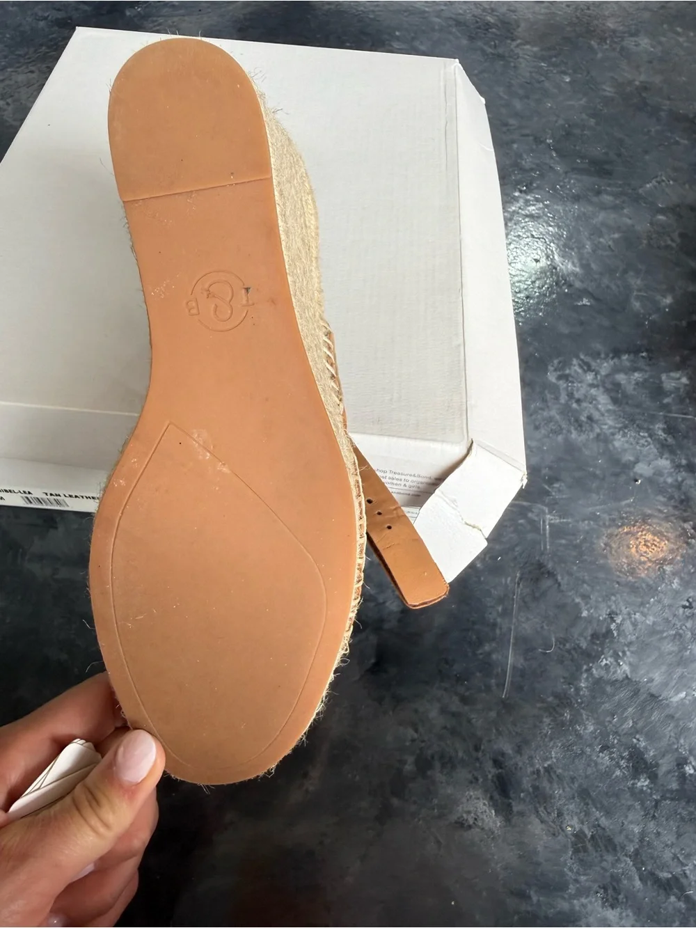Treasure & Bond Tan Leather Espadrille Wedge Sandals